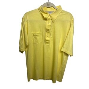 Dache Vintage Polo Shirt Mens XL Yellow Short Sleeve Cotton Blend Pocket Tom